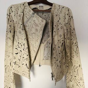 Haute Hippie Laser Cut Lamb Leather Jacket Size M
